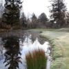 Hole #5 is one of two holes with a water hazard. The water is to the left of the green. No sand on this one.