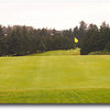 Hole #4 is a big dogleg left with an approach shot to an extremely elevated green. The photo was taken from the back. You can see the drop off and fairway in the distance.