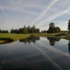 South at Reserve Vineyards #10: Right down the middle is where you want to keep your drive. A creek cuts across the fairway and then runs along the left side to a green side small lake. Grass mounds and a bunker are to the right and back right.