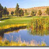 River's Edge #18: Aim your tee shot down the right tree line. Too far right and your ball will catch the pond. Nice finishing hole with the putting green and club house in the distance. 
