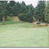 Springwater #7: The #1 handicap hole. A long par-4 to a small green with a pond to the right and a hill to the left.