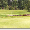 The fairway on hole #3 rolls and pitches to a relatively flat landing area about 140 yards from the green. Your approach shot is slightly uphill and over a creek and log barrier to an undulating green without much depth. Too much club will place you on th