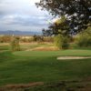 A view of a hole protected by a bunker at Stone Ridge Golf Club