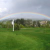 A view of a ainbow over hole #1 at Chehalem Glenn Golf Club