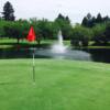 A view of a green with water in background at Willamette Valley Country Club.